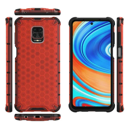 Honeycomb armor TPU tok Xiaomi Redmi Note 9 Pro / Redmi Note 9S piros - 11