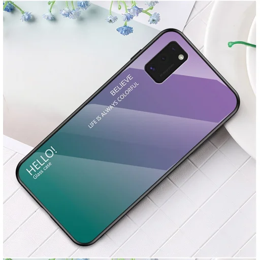 Gradient 9H üveghátlapú tok szilikon kerettel Samsung A41 fekete/piros - 15