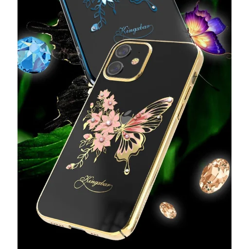 iPhone 12 mini Kingxbar Butterfly Series tok Swarovski kristállyal kék - 4