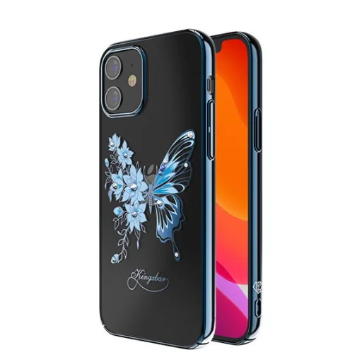 iPhone 12 mini Kingxbar Butterfly Series tok Swarovski kristállyal kék - 2