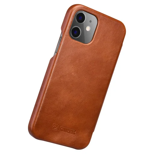 Icarer Vintage valódi bőr fliptok iPhone 12/ 12 Pro mágneses zárral barna (RIX1201) - 9
