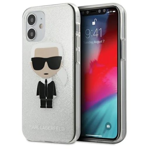 iPhone 12 mini Karl Lagerfeld KLHCP12SPCUTRIKSL Ikonik Glitter Karl tok ezüst - 1