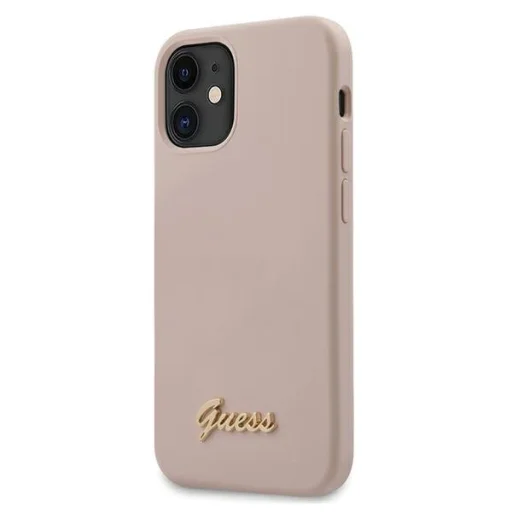 iPhone 12 mini Guess GUHCP12SLSLMGLP Metal Logo szilikon tok pink - 1