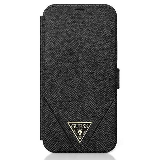 iPhone 12 Pro MAX Guess Saffiano GUFLBKP12LVSATMLBK fliptok fekete - 1