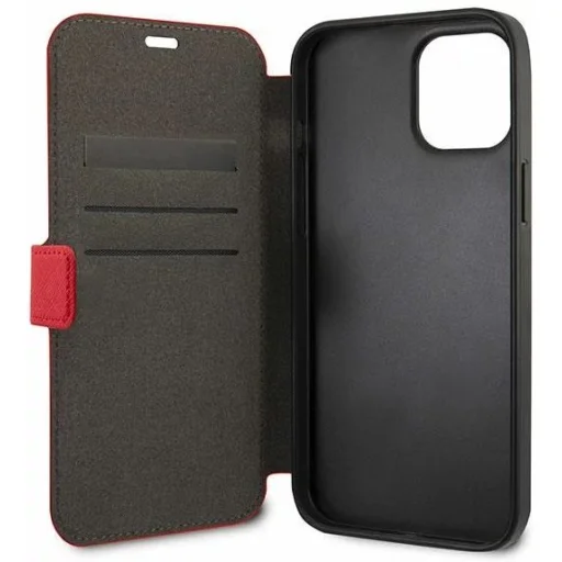 iPhone 12 Pro MAX Guess Saffiano GUFLBKP12LVSATMLRE fliptok piros - 4