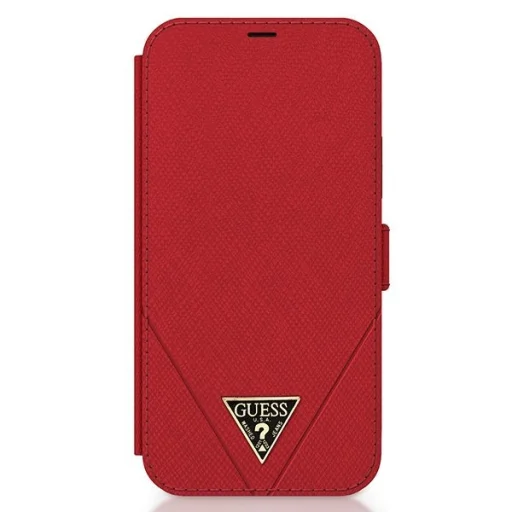 iPhone 12 Pro MAX Guess Saffiano GUFLBKP12LVSATMLRE fliptok piros - 1