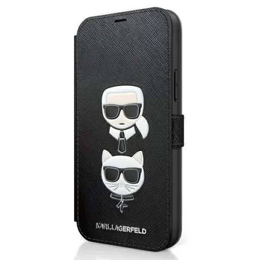 iPhone 12 mini Karl Lagerfeld KLFLBKP12SSAKICKCBK Saffiano Karl Choupette fliptok fekete - 2