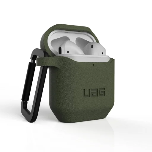 UAG Standard Issue Apple Airpods 1/2 fokozott védelmet nyújtó ütésálló szilikon tok oliva - 1