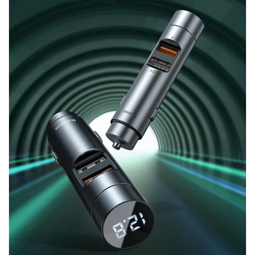Baseus Bluetooth 5.0 FM Transmiter és autós töltő 2xUSB 3A 18W PPS QC 3.0 AFC FCP ezüst (CCNLZ-C0S) - 11