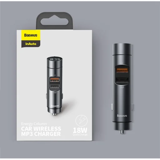 Baseus Bluetooth 5.0 FM Transmiter és autós töltő 2xUSB 3A 18W PPS QC 3.0 AFC FCP ezüst (CCNLZ-C0S) - 19