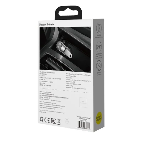 Baseus Bluetooth 5.0 FM Transmiter és autós töltő 2xUSB 3A 18W PPS QC 3.0 AFC FCP ezüst (CCNLZ-C0S) - 7