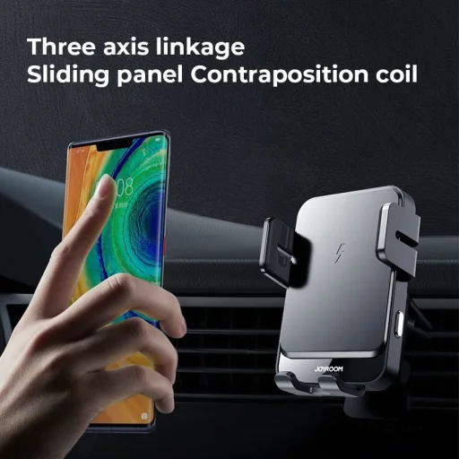 Joyroom JR-ZS219 szellőzőre helyezhető autós telefontartó és QI vezeték nélküli töltő fekete - 7