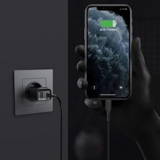 JOYROOM L-QP182 1xUSB-A ÉS 1xUSB-C HÁLÓZATI TÖLTŐ ADAPTER 18W PD3.0/QC3.0 FEKETE - 6