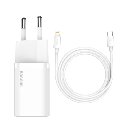 Baseus Super SI hálózati töltő adapter PD20W + Lightning kábel fehér - 1