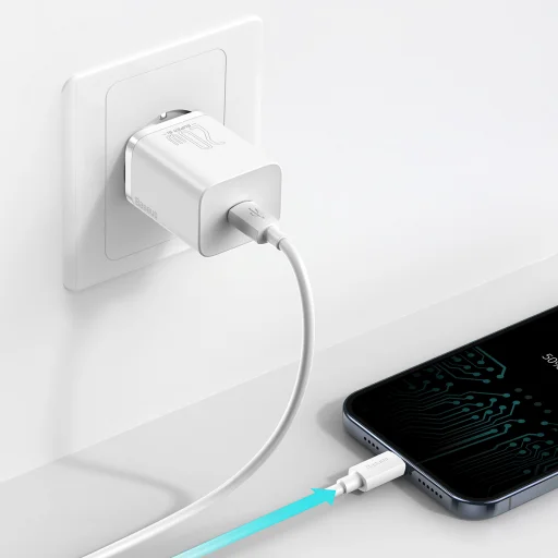 Baseus Super SI hálózati töltő adapter PD20W + Lightning kábel fehér - 8