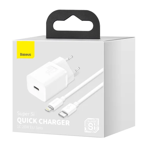 Baseus Super SI hálózati töltő adapter PD20W + Lightning kábel fehér - 11