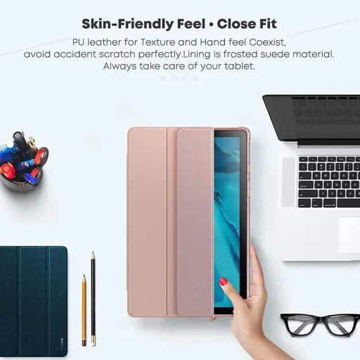 Samsung Tab A7 10.4 T500 / T505 Infiland Smart Stand Tok Pink - 3