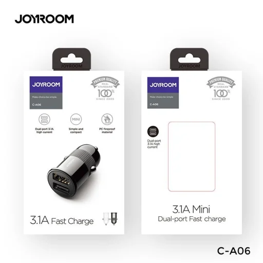 JOYROOM C-A06 2xUSB SZIVARGYÚJTÓS TÖLTŐ 3.1A FEKETE - 6