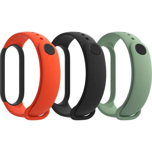 Xiaomi Original Mi Band 5 óraszíj szett fekete/narancssárga/ciánzöld - 1