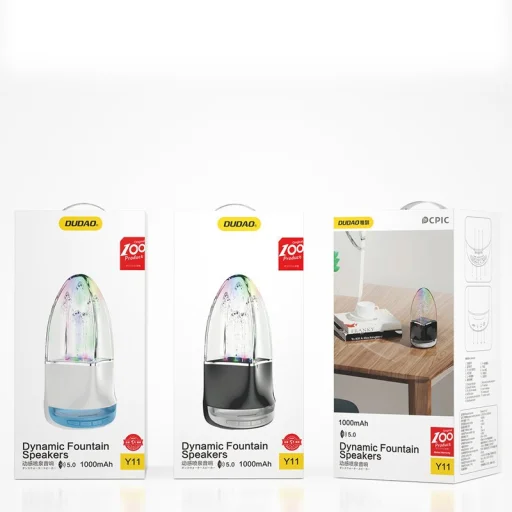 Dudao Vezeték nélküli Bluetooth 5.0 hangszóró vízeséssel és RGB LED világítással fehér (Y11) - 3