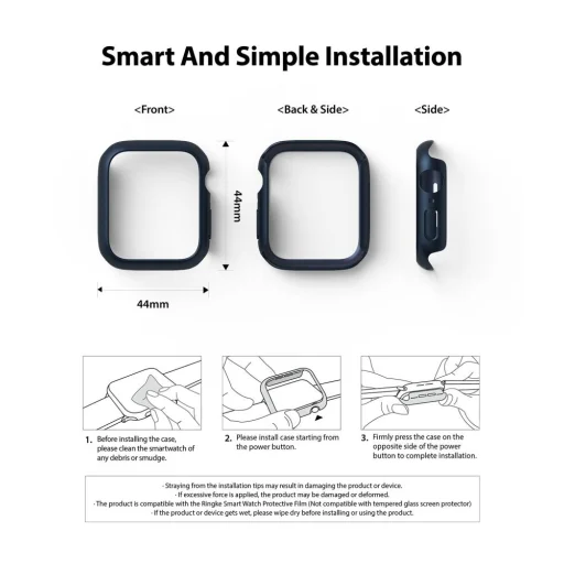 Apple Watch 4/5/6/SE 44mm Ringke Slim 2x Tok Átlátszó / Fekete - 8