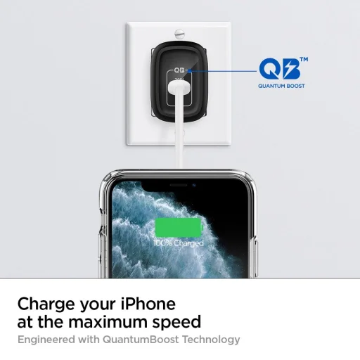 SPIGEN PD 20W/3A POWERARC HÁLÓZATI TÖLTŐ ADAPTER FEKETE 1xUSB-A, 1xType-C porttal (PE2009EU) - 3