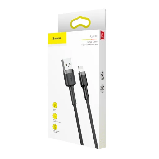 Baseus Cafule Nylon harisnyázott USB/Lightning kábel QC3.0 1.5A 2m fekete/szürke (CALKLF-CG1) - 10