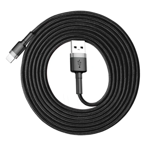 Baseus Cafule Nylon harisnyázott USB/Lightning kábel QC3.0 1.5A 2m fekete/szürke (CALKLF-CG1) - 5