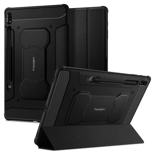 SAMSUNG GALAXY TAB S7+ PLUS 12.4 T970/T976 čierne puzdro Spigen Rugged Armor Pro - 1