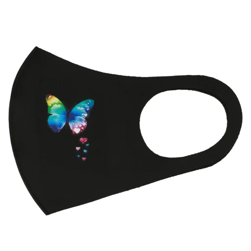 Mintás KZ04 orr- és szájmaszk pillangó fekete - 1