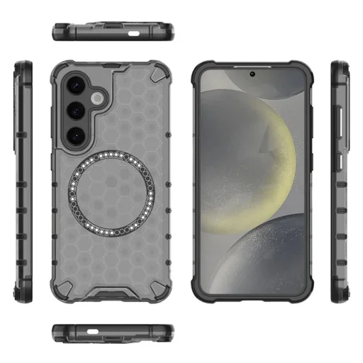  Techsuit - HoneyComb Shield MagSafe - Samsung Galaxy S25 - Fekete tok - 4