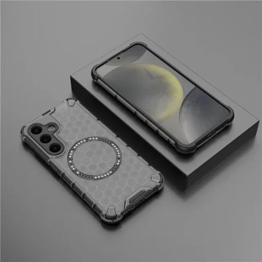  Techsuit - HoneyComb Shield MagSafe - Samsung Galaxy S25 - Fekete tok - 6