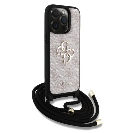 Guess PU 4G Fém Logós Keresztpántos Tok iPhone 15 Pro Pink tok - 3