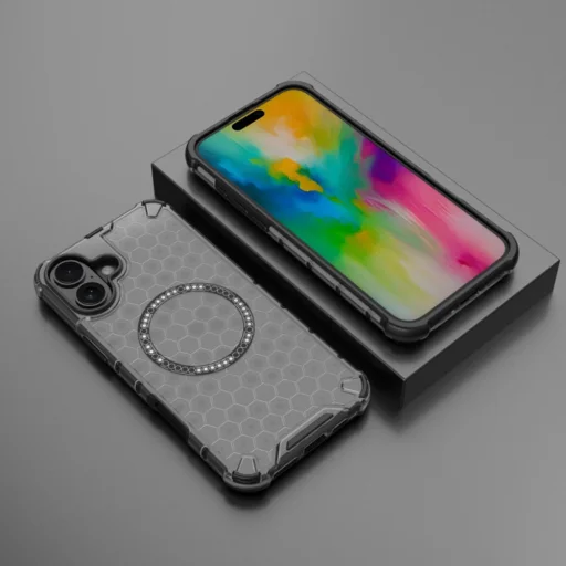  Techsuit - HoneyComb Pajzs MagSafe - iPhone 16 - Fekete tok - 6