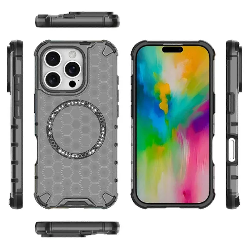  Techsuit - HoneyComb Pajzs MagSafe - iPhone 16 Pro - Fekete tok - 5