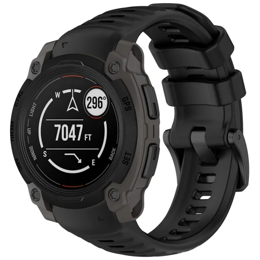  Techsuit - 22 mm-es óraszíj (W076) - Garmin Instinct E 45 mm - Fekete - 1