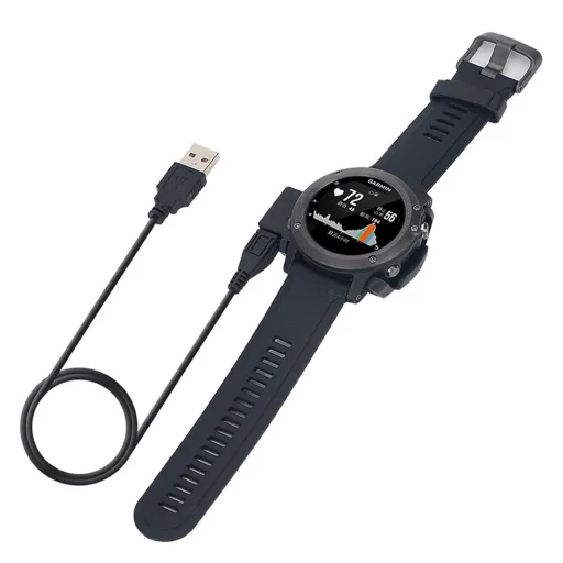 Techsuit - SmartWatch Vezeték nélküli Töltőkábel (TGC5) - Garmin Fenix 3 / 3 HR / 3 Sapphire modellekhez, asztali tartóval, 1m - Fekete - 4