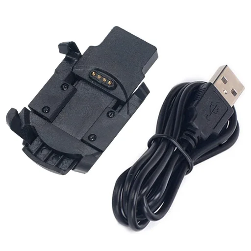 Techsuit - SmartWatch Vezeték nélküli Töltőkábel (TGC5) - Garmin Fenix 3 / 3 HR / 3 Sapphire modellekhez, asztali tartóval, 1m - Fekete - 7