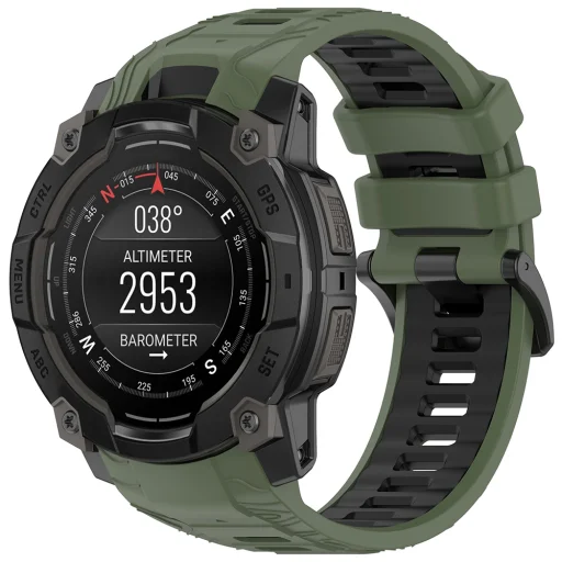  Techsuit - 22 mm-es óraszíj (W077) - Garmin Instinct 3 45 mm / Instinct 3 45 Solar - Zöld - 1