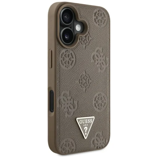  iPhone 16 Barna Guess Peony Grained Hot Stamp Triangle MagSafe tok (GUHMP16SPGBTMW) - 2