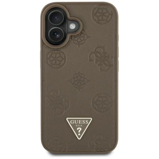  iPhone 16 Barna Guess Peony Grained Hot Stamp Triangle MagSafe tok (GUHMP16SPGBTMW) - 3