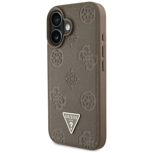  iPhone 16 Barna Guess Peony Grained Hot Stamp Triangle MagSafe tok (GUHMP16SPGBTMW) - 4