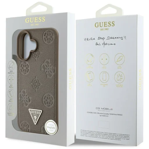  iPhone 16 Barna Guess Peony Grained Hot Stamp Triangle MagSafe tok (GUHMP16SPGBTMW) - 7