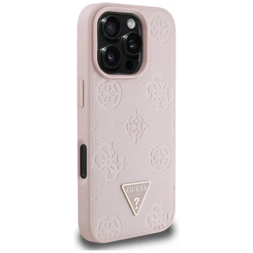  iPhone 16 Pro Rózsaszín Guess Peony Grained Hot Stamp Triangle MagSafe tok - 2