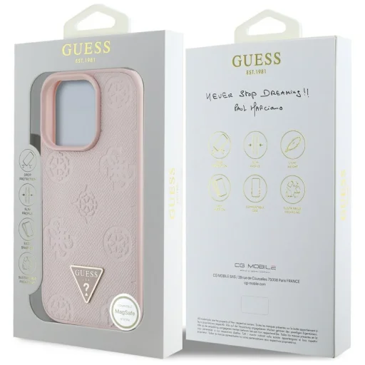  iPhone 16 Pro Rózsaszín Guess Peony Grained Hot Stamp Triangle MagSafe tok - 7
