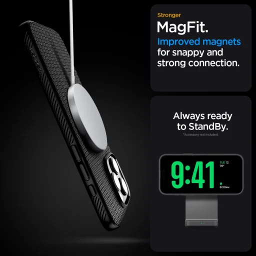  Iphone 16 Pro Max Matt Fekete Spigen Liquid Air ”t” Mag Magsafe tok - 15