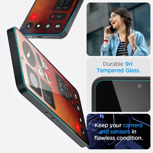 Edzett üveg Spigen Glas.tr ”EZ Fit” Nothing Phone 3a / 3a Pro átlátszó üvegfólia - 3
