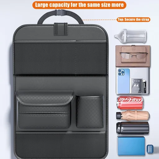 Összecsukható autós rendező első ülésekhez rekeszekkel D03-B fekete - 11