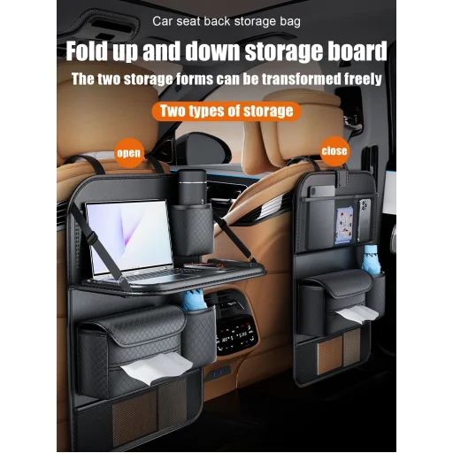 Összecsukható autós rendező első ülésekhez rekeszekkel D03-B fekete - 5