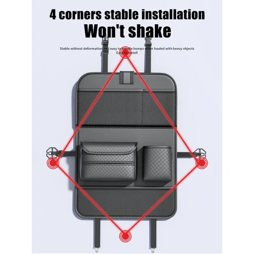 Összecsukható autós rendező első ülésekhez rekeszekkel D03-B fekete - 7